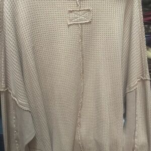 Easel Cream Cardigan with Waffle Knit Texture